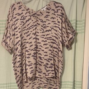 CAbi SILK Women's Beige and Black SILK Blouse